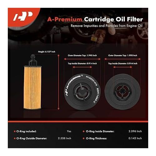 Filtre à huile et Jeep Grand Cherokee,Wranglerr, Ram 1500, 1500 Classic & Dodge Grand Caravan, Charger, Journey & Chrysler Town & Country &