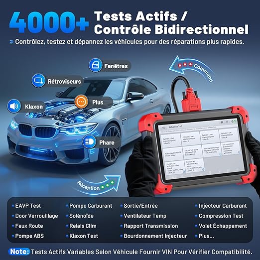 XTOOL D7 OBD2 Valise Diagnostic Auto Assisté par IA, Contrôle Bidirectionnel/Test Actif avec Codage ECU, Diagnostic Complet Système, 36+ Resets, ABS/EPB/SAS/BMS, CANFD/DOIP, Mise à Jour 3 Ans