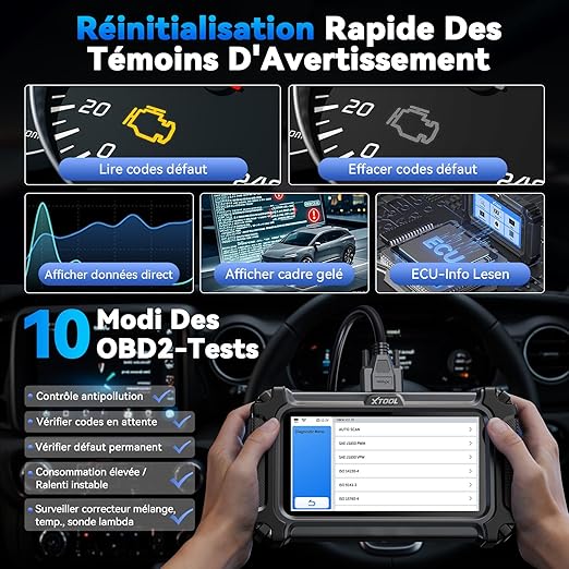 XTOOL Scanner D5S OBD2 : Outil de Diagnostic de Voiture 2026 avec 16 Réinitialisations, Transmission ABS SRS Moteur Lecteur de Codes avec Can FD, AutoVIN, Fonctions OBD2 Complètes, Mises à Jour à Vie