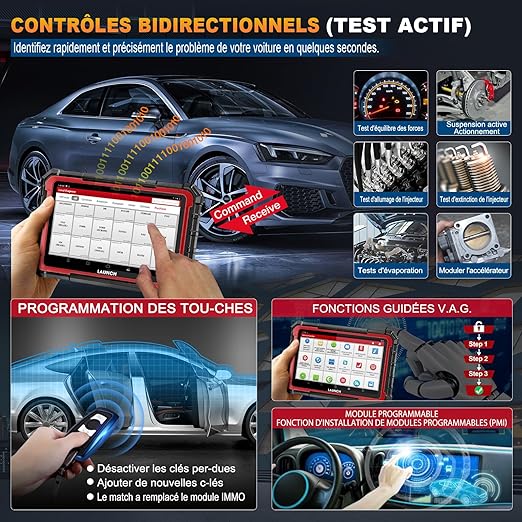 LAUNCH X431 Pro Elite OBD2 Valise Diagnostic Auto, Bi-directionnel, Codage en Ligne de l'ECU, Diagnostic Complet du système, 38+ Services de réinitialisation, CANFD DOIP, FCA, Mise à Jour de 2 Ans