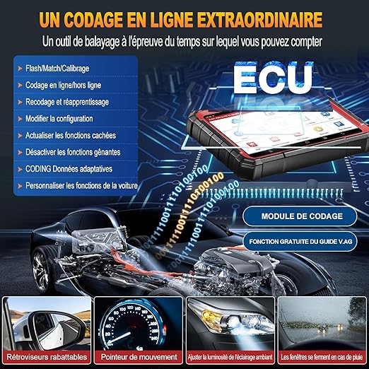 LAUNCH X431 Pro Elite OBD2 Valise Diagnostic Auto, Bi-directionnel, Codage en Ligne de l'ECU, Diagnostic Complet du système, 38+ Services de réinitialisation, CANFD DOIP, FCA, Mise à Jour de 2 Ans