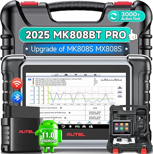 Autel MaxiCOM MK808BT PRO: 2025 Outils de Diagnostic Auto, Améliorée de MK808S MX808S MK808BT, Identique au MK900 MK900-BT, 3000+ Test Actif 28+ Services, Diagnostic Complet, OS11 Soutien BT506 MV108S