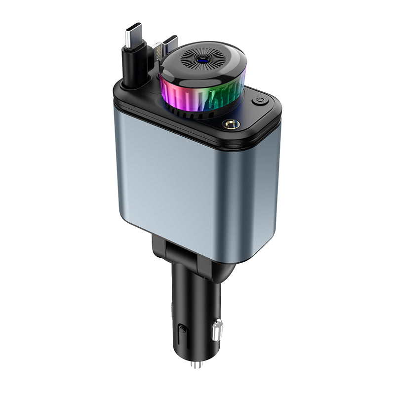 Chargeur de voiture 5-en-1 à charge rapide PD 2.0 180W avec câble rétractable pour téléphone portable et ordinateur portable, diffuseur de parfum désodorisant