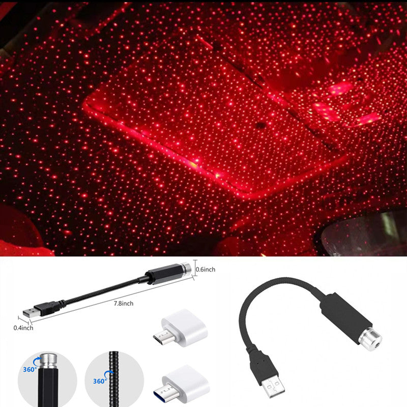 Nouvelle voiture USB Star Light Toit décoratif Lumière 6V Dream Laser Projection Atmosphère Lumière pour les voitures