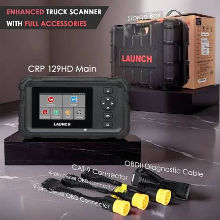 LAUNCH CRP129 HD Appareil de diagnostic pour camion lourd, système complet diesel avec 7 réinitialisations, régénération et réinitialisation DPF, réglage de limitation de vitesse, pour pickups